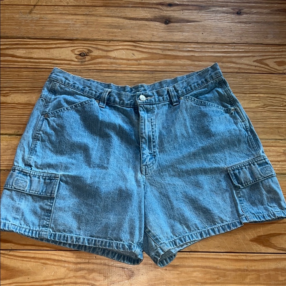 Vintage Riders by Lee Blue Cargo Shorts Elastic Waist